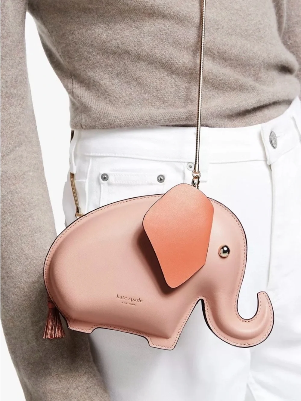 Kate Spade Red and White Checkered Tiny Elephant Crossbody Bag